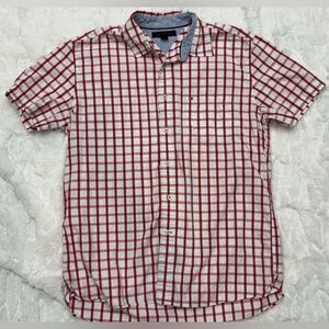 Tommy Hilfiger Red and White Checkered Men's Shirt